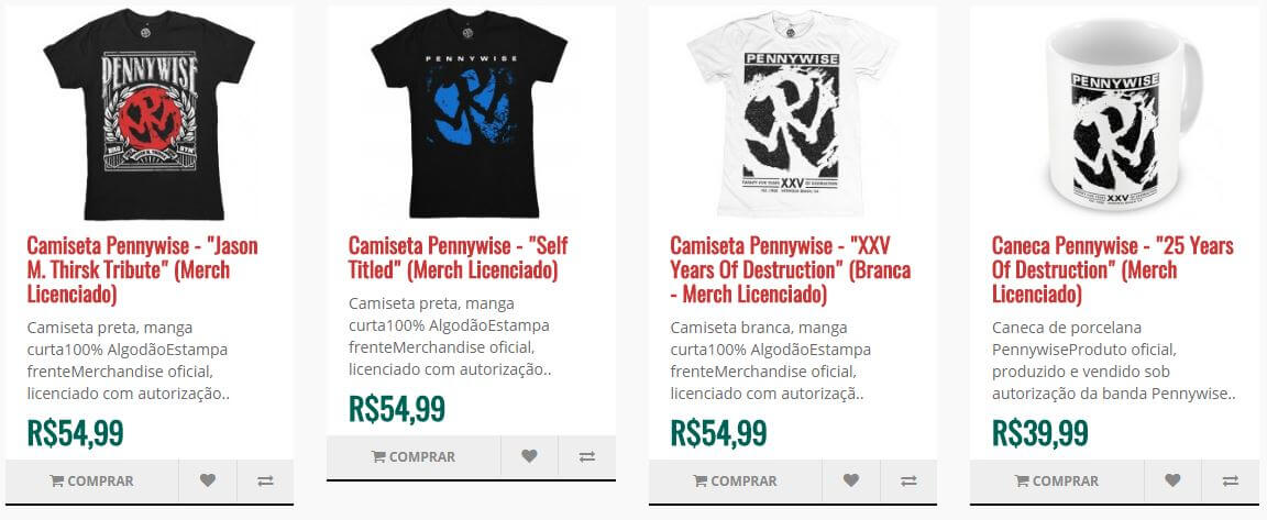 camisetas pennywise junho 2016