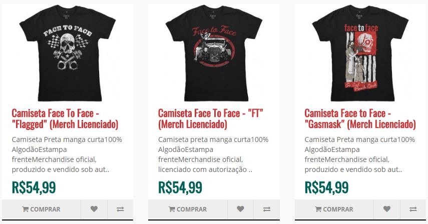 face to face camisetas